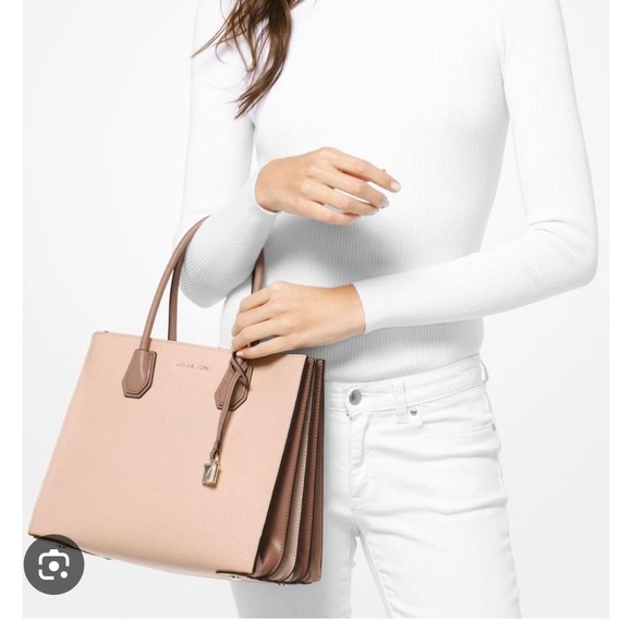 Michael Kors Large Grey Mercer Pebbled Accordion Tote Crossbody Shoulder Bag - Picture 15 of 16